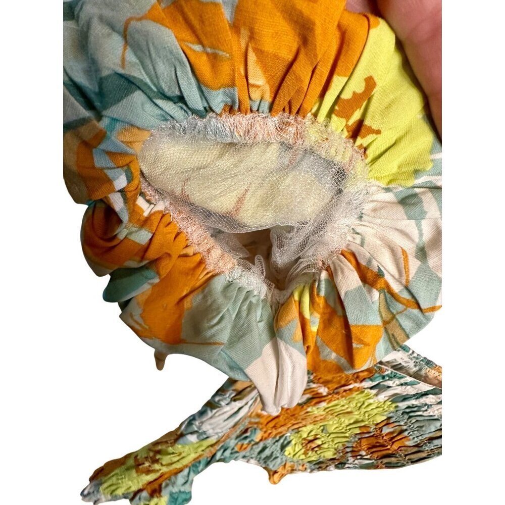 ASTR The Label Smocked Floral Puff Sleeve Cropped Top S Multicolor - Picture 5 of 6